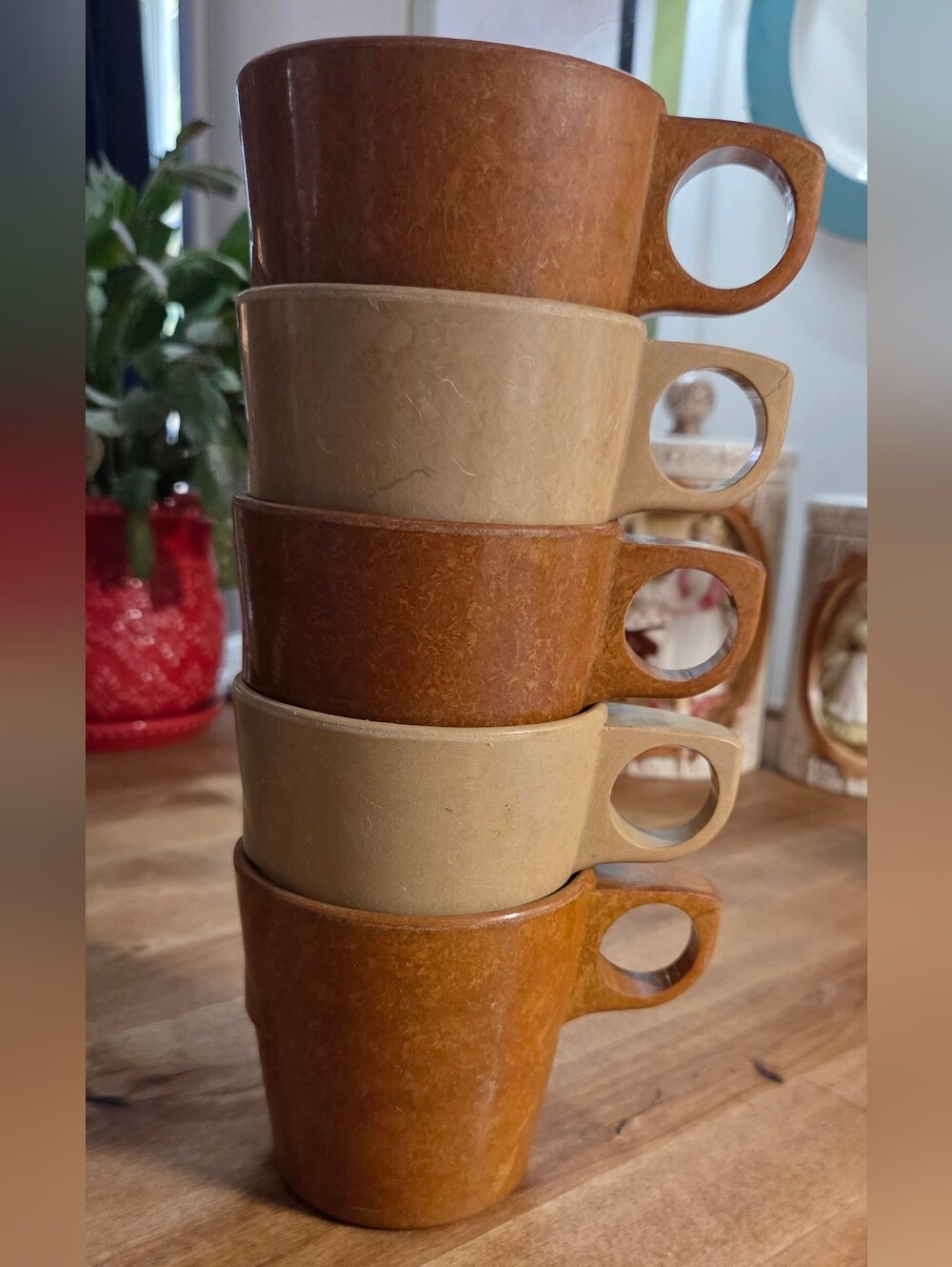 Vintage US Military Mess Hall Stackable Melamine Coffee Cups Mugs